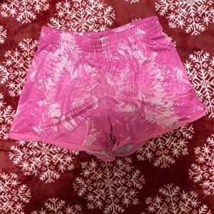 Pink marble workout shorts for kids
